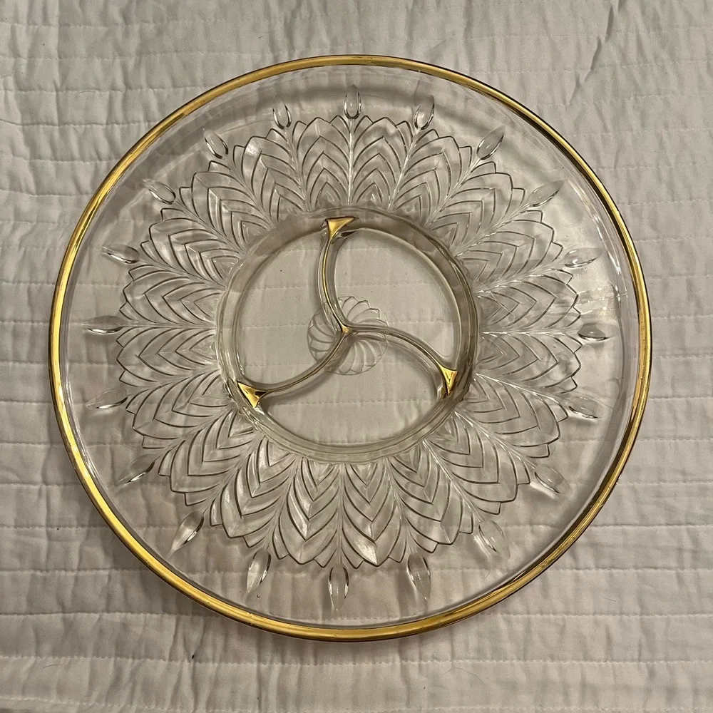 1950s gold trim jeanette serving platter
